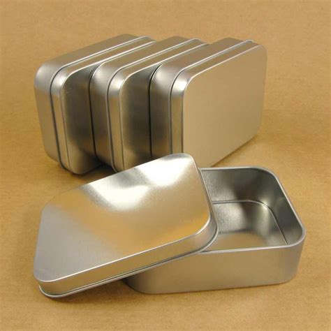 silver tin box with lid